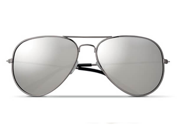 trendige schwarze verspiegelte Sonnenbrille als Werbartikel